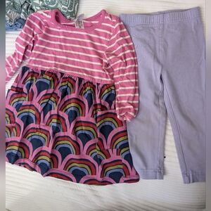 Hanna Andersson Rainbow Twirl Dress and Lavender Leggings 80-85 CM